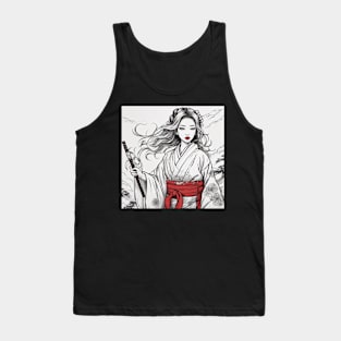 PAINTING  JAPANESE GIRL BLACK AND WHITE Tank Top